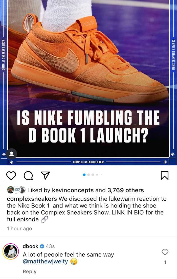 Devin Booker's comment on an Instagram post.